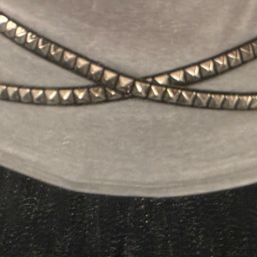 1980s Vintage Studded Cross Wrap Black Belt. Metal Studs. Size 34